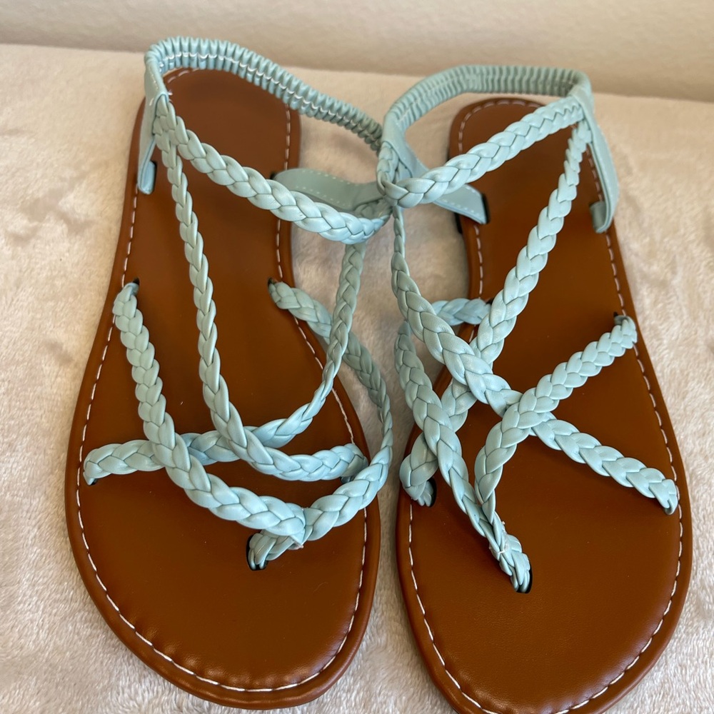 NWOT‎ Women’s Braided Aqua Blue Sandals Size 9